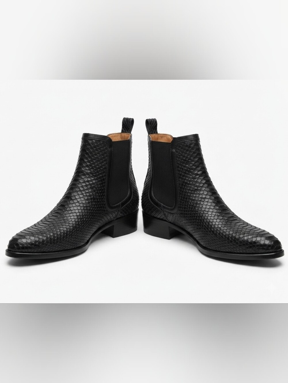 Kanna Black Textured Leather Chelsea Ankle Boots Made in Spain - Size 38 Us 7